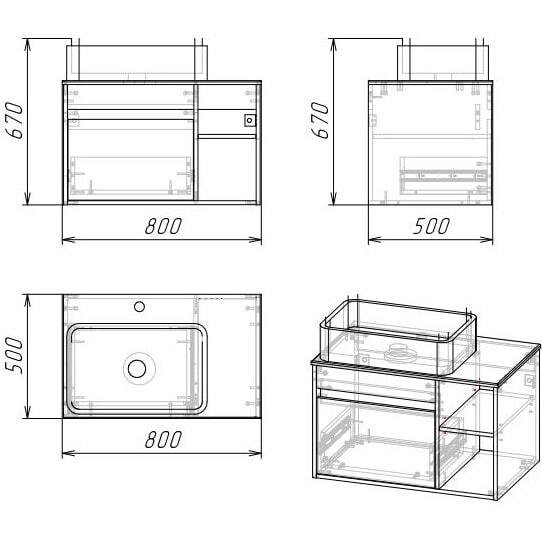 Тумба под раковину в ванной подвесная Grossman ФАЛЬКОН-80 см, бетон